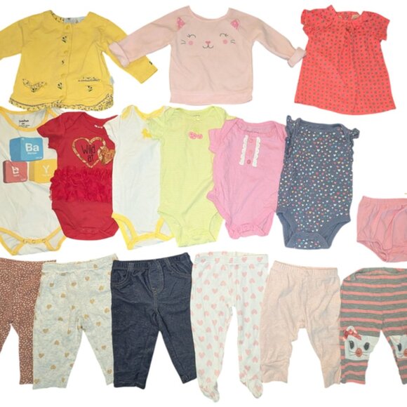 Huge Lot 16 Infant Girls Tops Onesies Pants Leggings Long Sleeve Shirt Jacket - Picture 4 of 4